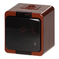 GNIAZDO POJEDYNCZE 2P+Z SCHUKO BRYZGOODPORNE Z KLAPKĄ DYMNĄ IP44, SMART, BRĄZOWY ORNO GNIAZDO POJEDYNCZE 2P+Z SCHUKO BRYZGOODPORNE Z KLAPKĄ DYMNĄ IP44, SMART, BRĄZOWY ORNO