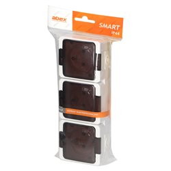 GNIAZDO POTRÓJNE 3X 2P+Z BRYZGOODPORNE Z KLAPKĄ DYMNĄ IP44, SMART, BIAŁY ORNO GNIAZDO POTRÓJNE 3X 2P+Z BRYZGOODPORNE Z KLAPKĄ DYMNĄ IP44, SMART, BIAŁY ORNO