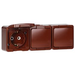 GNIAZDO POTRÓJNE 3X 2P+Z SCHUKO BRYZGOODPORNE KLAPKĄ W KOLORZE IP44, SMART, BRĄZOWY ORNO GNIAZDO POTRÓJNE 3X 2P+Z SCHUKO BRYZGOODPORNE KLAPKĄ W KOLORZE IP44, SMART, BRĄZOWY ORNO