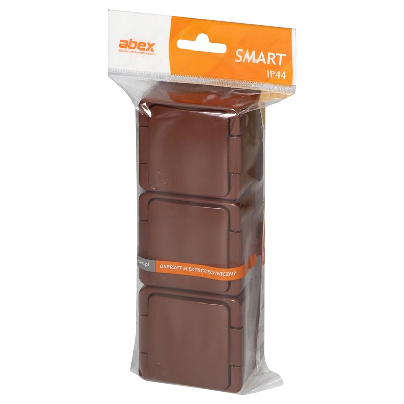GNIAZDO POTRÓJNE 3X 2P+Z SCHUKO BRYZGOODPORNE KLAPKĄ W KOLORZE IP44, SMART, BRĄZOWY ORNO GNIAZDO POTRÓJNE 3X 2P+Z SCHUKO BRYZGOODPORNE KLAPKĄ W KOLORZE IP44, SMART, BRĄZOWY ORNO