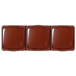 GNIAZDO POTRÓJNE 3X 2P+Z SCHUKO BRYZGOODPORNE KLAPKĄ W KOLORZE IP44, SMART, BRĄZOWY ORNO GNIAZDO POTRÓJNE 3X 2P+Z SCHUKO BRYZGOODPORNE KLAPKĄ W KOLORZE IP44, SMART, BRĄZOWY ORNO