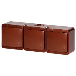 GNIAZDO POTRÓJNE 3X 2P+Z SCHUKO BRYZGOODPORNE KLAPKĄ W KOLORZE IP44, SMART, BRĄZOWY ORNO GNIAZDO POTRÓJNE 3X 2P+Z SCHUKO BRYZGOODPORNE KLAPKĄ W KOLORZE IP44, SMART, BRĄZOWY ORNO