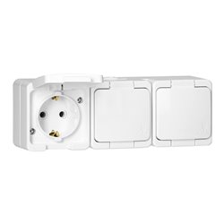 GNIAZDO POTRÓJNE 3X 2P+Z SCHUKO BRYZGOODPORNE KLAPKĄ W KOLORZE IP44, SMART, BIAŁY ORNO GNIAZDO POTRÓJNE 3X 2P+Z SCHUKO BRYZGOODPORNE KLAPKĄ W KOLORZE IP44, SMART, BIAŁY ORNO