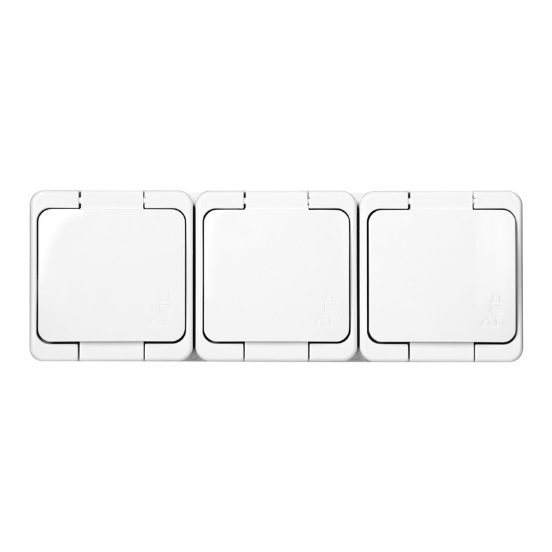 GNIAZDO POTRÓJNE 3X 2P+Z SCHUKO BRYZGOODPORNE KLAPKĄ W KOLORZE IP44, SMART, BIAŁY ORNO GNIAZDO POTRÓJNE 3X 2P+Z SCHUKO BRYZGOODPORNE KLAPKĄ W KOLORZE IP44, SMART, BIAŁY ORNO