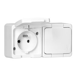 GNIAZDO PODWÓJNE 2P+Z BRYZGOODPORNE Z KLAPKĄ W KOLORZE WYROBU IP44, SMART, BIAŁY ORNO GNIAZDO PODWÓJNE 2P+Z BRYZGOODPORNE Z KLAPKĄ W KOLORZE WYROBU IP44, SMART, BIAŁY ORNO