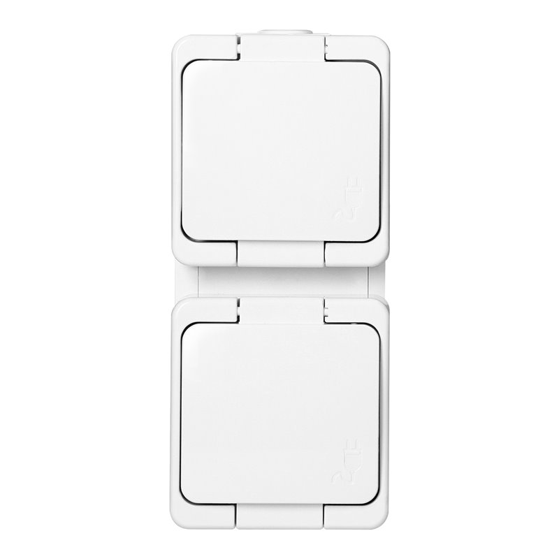 GNIAZDO PODWÓJNE 2P+Z BRYZGOODPORNE Z KLAPKĄ W KOLORZE WYROBU IP44 PIONOWE, SMART, BIAŁY ORNO GNIAZDO PODWÓJNE 2P+Z BRYZGOODPORNE Z KLAPKĄ W KOLORZE WYROBU IP44 PIONOWE, SMART, BIAŁY ORNO