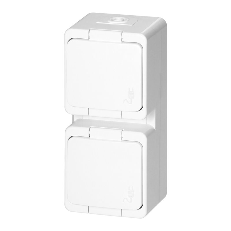 GNIAZDO PODWÓJNE 2P+Z BRYZGOODPORNE Z KLAPKĄ W KOLORZE WYROBU IP44 PIONOWE, SMART, BIAŁY ORNO GNIAZDO PODWÓJNE 2P+Z BRYZGOODPORNE Z KLAPKĄ W KOLORZE WYROBU IP44 PIONOWE, SMART, BIAŁY ORNO