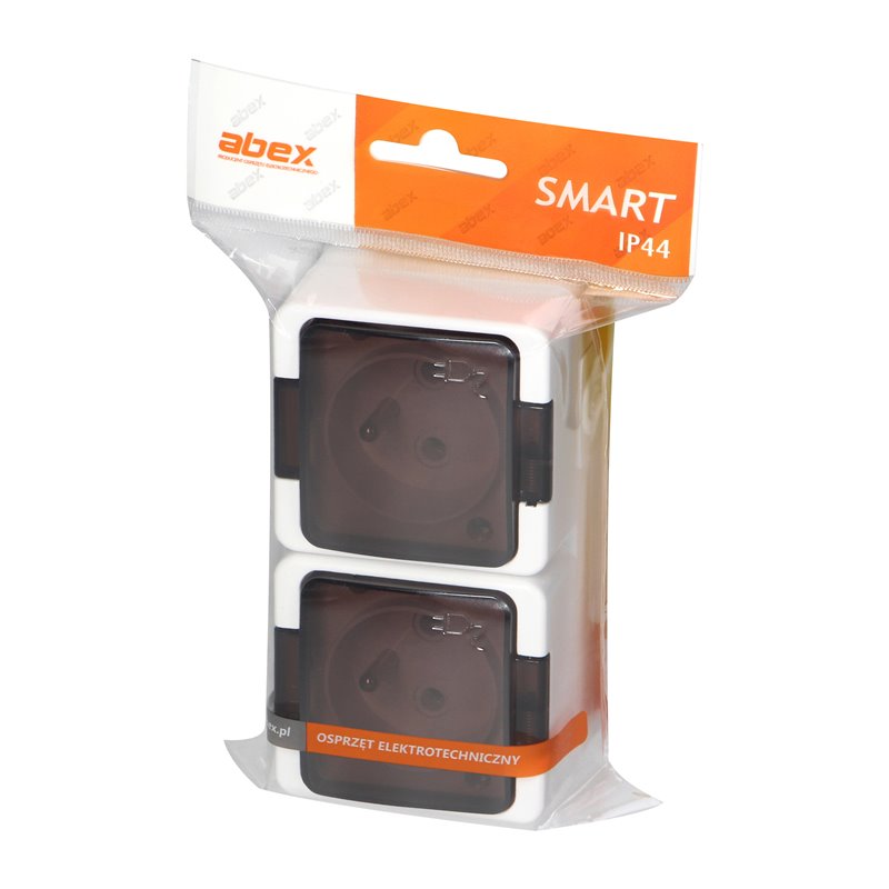 GNIAZDO PODWÓJNE 2P+Z BRYZGOODPORNE Z KLAPKĄ DYMNĄ IP44, SMART, BIAŁY ORNO GNIAZDO PODWÓJNE 2P+Z BRYZGOODPORNE Z KLAPKĄ DYMNĄ IP44, SMART, BIAŁY ORNO