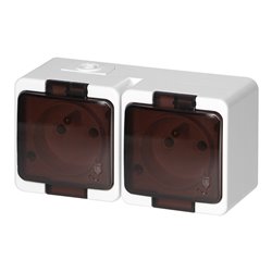 GNIAZDO PODWÓJNE 2P+Z BRYZGOODPORNE Z KLAPKĄ DYMNĄ IP44, SMART, BIAŁY ORNO GNIAZDO PODWÓJNE 2P+Z BRYZGOODPORNE Z KLAPKĄ DYMNĄ IP44, SMART, BIAŁY ORNO