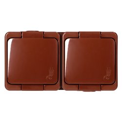 GNIAZDO PODWÓJNE2X2P+Z SCHUKO BRYZGOODPORNE Z KLAPKĄ W KOLORZE WYROBU IP44, SMART, BRĄZOWY ORNO GNIAZDO PODWÓJNE2X2P+Z SCHUKO BRYZGOODPORNE Z KLAPKĄ W KOLORZE WYROBU IP44, SMART, BRĄZOWY ORNO