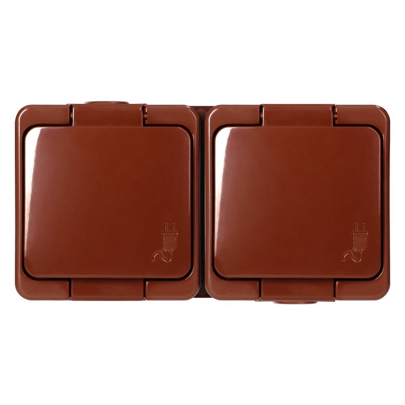 GNIAZDO PODWÓJNE2X2P+Z SCHUKO BRYZGOODPORNE Z KLAPKĄ W KOLORZE WYROBU IP44, SMART, BRĄZOWY ORNO GNIAZDO PODWÓJNE2X2P+Z SCHUKO BRYZGOODPORNE Z KLAPKĄ W KOLORZE WYROBU IP44, SMART, BRĄZOWY ORNO