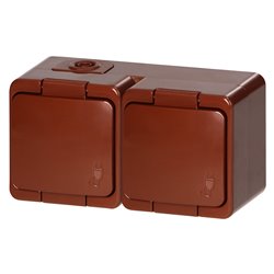 GNIAZDO PODWÓJNE2X2P+Z SCHUKO BRYZGOODPORNE Z KLAPKĄ W KOLORZE WYROBU IP44, SMART, BRĄZOWY ORNO GNIAZDO PODWÓJNE2X2P+Z SCHUKO BRYZGOODPORNE Z KLAPKĄ W KOLORZE WYROBU IP44, SMART, BRĄZOWY ORNO