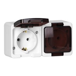 GNIAZDO PODWÓJNE 2X 2P+Z SCHUKO BRYZGOODPORNE Z KLAPKĄ DYMNĄ IP44, SMART, BIAŁY ORNO GNIAZDO PODWÓJNE 2X 2P+Z SCHUKO BRYZGOODPORNE Z KLAPKĄ DYMNĄ IP44, SMART, BIAŁY ORNO