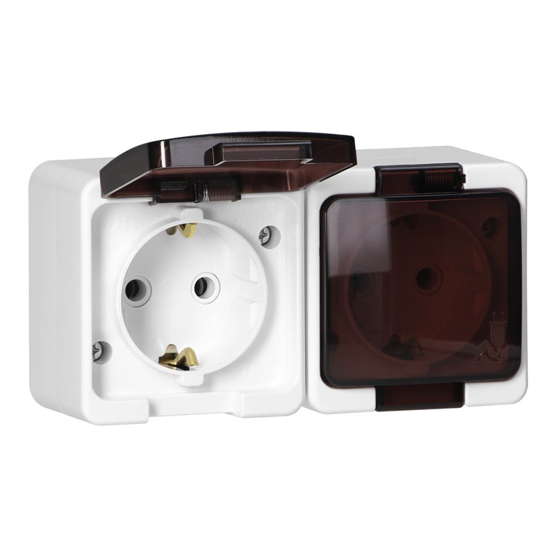 GNIAZDO PODWÓJNE 2X 2P+Z SCHUKO BRYZGOODPORNE Z KLAPKĄ DYMNĄ IP44, SMART, BIAŁY ORNO GNIAZDO PODWÓJNE 2X 2P+Z SCHUKO BRYZGOODPORNE Z KLAPKĄ DYMNĄ IP44, SMART, BIAŁY ORNO