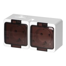 GNIAZDO PODWÓJNE 2X 2P+Z SCHUKO BRYZGOODPORNE Z KLAPKĄ DYMNĄ IP44, SMART, BIAŁY ORNO GNIAZDO PODWÓJNE 2X 2P+Z SCHUKO BRYZGOODPORNE Z KLAPKĄ DYMNĄ IP44, SMART, BIAŁY ORNO