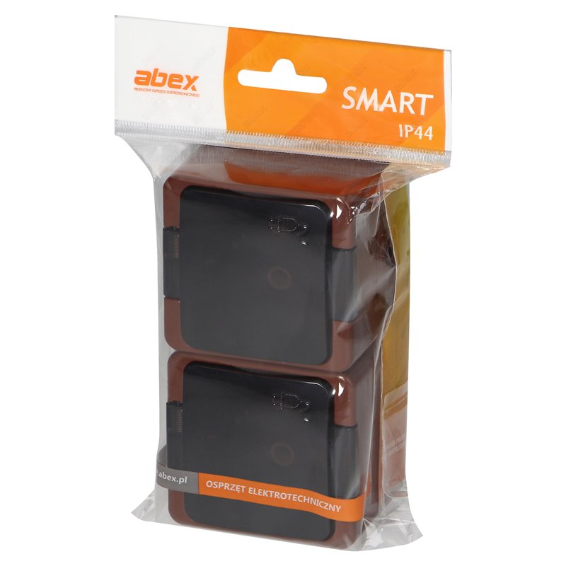 GNIAZDO PODWÓJNE 2X 2P+Z SCHUKO BRYZGOODPORNE Z KLAPKĄ DYMNĄ IP44, SMART, BRĄZOWY ORNO GNIAZDO PODWÓJNE 2X 2P+Z SCHUKO BRYZGOODPORNE Z KLAPKĄ DYMNĄ IP44, SMART, BRĄZOWY ORNO