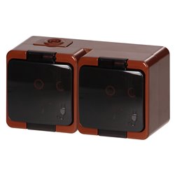 GNIAZDO PODWÓJNE 2X 2P+Z SCHUKO BRYZGOODPORNE Z KLAPKĄ DYMNĄ IP44, SMART, BRĄZOWY ORNO GNIAZDO PODWÓJNE 2X 2P+Z SCHUKO BRYZGOODPORNE Z KLAPKĄ DYMNĄ IP44, SMART, BRĄZOWY ORNO
