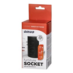 GNIAZDO MEBLOWE BEZ WYŁĄCZNIKA, 2X2P+Z (SCHUKO), CZARNE ORNO GNIAZDO MEBLOWE BEZ WYŁĄCZNIKA, 2X2P+Z (SCHUKO), CZARNE ORNO