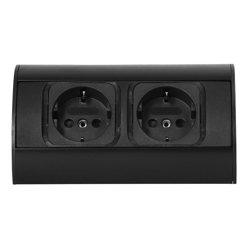 GNIAZDO MEBLOWE BEZ WYŁĄCZNIKA, 2X2P+Z (SCHUKO), CZARNE ORNO GNIAZDO MEBLOWE BEZ WYŁĄCZNIKA, 2X2P+Z (SCHUKO), CZARNE ORNO