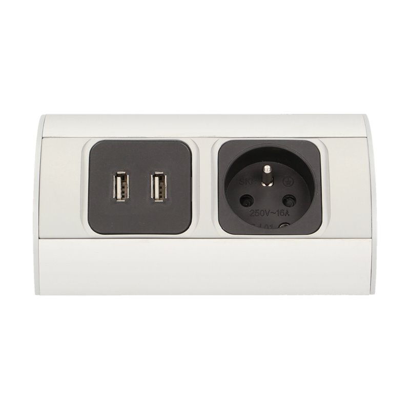 GNIAZDO MEBLOWE 1X2P+Z, 2XUSB ORNO GNIAZDO MEBLOWE 1X2P+Z, 2XUSB ORNO