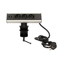 GNIAZDO MEBLOWE Z UCHWYTEM MONTAŻOWYM, ŁADOWARKĄ USB I PRZEWODEM 1,8M, 3X2P+Z, 2XUSB ORNO