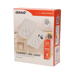 ZESTAW OPRAW PODSZAFKOWYCH LED 2,5W, 180LM, 4000K, Z WYŁĄCZNIKIEM BEZDOTYKOWYM, BIAŁY ORNO ZESTAW OPRAW PODSZAFKOWYCH LED 2,5W, 180LM, 4000K, Z WYŁĄCZNIKIEM BEZDOTYKOWYM, BIAŁY ORNO
