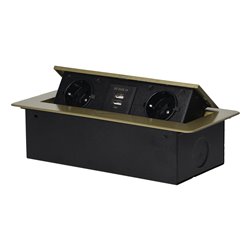 GNIAZDA MEBLOWE WPUSZCZANE W BLAT Z PŁASKIM FREZOWANYM RANTEM I ŁADOWARKĄ USB, 2X2P+Z (SCHUKO), 2XUSB, MOSIĄDZ ORNO GNIAZDA MEBLOWE WPUSZCZANE W BLAT Z PŁASKIM FREZOWANYM RANTEM I ŁADOWARKĄ USB, 2X2P+Z (SCHUKO), 2XUSB, MOSIĄDZ ORNO