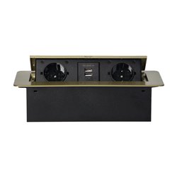 GNIAZDA MEBLOWE WPUSZCZANE W BLAT Z PŁASKIM FREZOWANYM RANTEM I ŁADOWARKĄ USB, 2X2P+Z (SCHUKO), 2XUSB, MOSIĄDZ ORNO GNIAZDA MEBLOWE WPUSZCZANE W BLAT Z PŁASKIM FREZOWANYM RANTEM I ŁADOWARKĄ USB, 2X2P+Z (SCHUKO), 2XUSB, MOSIĄDZ ORNO