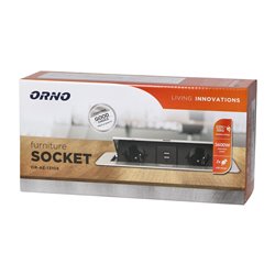 GNIAZDA MEBLOWE WPUSZCZANE W BLAT Z PŁASKIM FREZOWANYM RANTEM I ŁADOWARKĄ USB, 2X2P+Z (SCHUKO), 2XUSB, GRAFIT ORNO GNIAZDA MEBLOWE WPUSZCZANE W BLAT Z PŁASKIM FREZOWANYM RANTEM I ŁADOWARKĄ USB, 2X2P+Z (SCHUKO), 2XUSB, GRAFIT ORNO