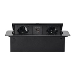 GNIAZDA MEBLOWE WPUSZCZANE W BLAT Z PŁASKIM FREZOWANYM RANTEM I ŁADOWARKĄ USB, 2X2P+Z (SCHUKO), 2XUSB, GRAFIT ORNO GNIAZDA MEBLOWE WPUSZCZANE W BLAT Z PŁASKIM FREZOWANYM RANTEM I ŁADOWARKĄ USB, 2X2P+Z (SCHUKO), 2XUSB, GRAFIT ORNO