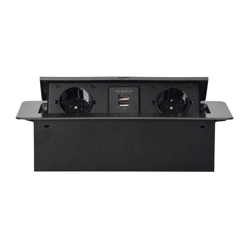 GNIAZDA MEBLOWE WPUSZCZANE W BLAT Z PŁASKIM FREZOWANYM RANTEM I ŁADOWARKĄ USB, 2X2P+Z (SCHUKO), 2XUSB, GRAFIT ORNO GNIAZDA MEBLOWE WPUSZCZANE W BLAT Z PŁASKIM FREZOWANYM RANTEM I ŁADOWARKĄ USB, 2X2P+Z (SCHUKO), 2XUSB, GRAFIT ORNO