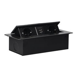 GNIAZDA MEBLOWE WPUSZCZANE W BLAT Z PŁASKIM FREZOWANYM RANTEM I ŁADOWARKĄ USB, 2X2P+Z (SCHUKO), 2XUSB, GRAFIT ORNO GNIAZDA MEBLOWE WPUSZCZANE W BLAT Z PŁASKIM FREZOWANYM RANTEM I ŁADOWARKĄ USB, 2X2P+Z (SCHUKO), 2XUSB, GRAFIT ORNO