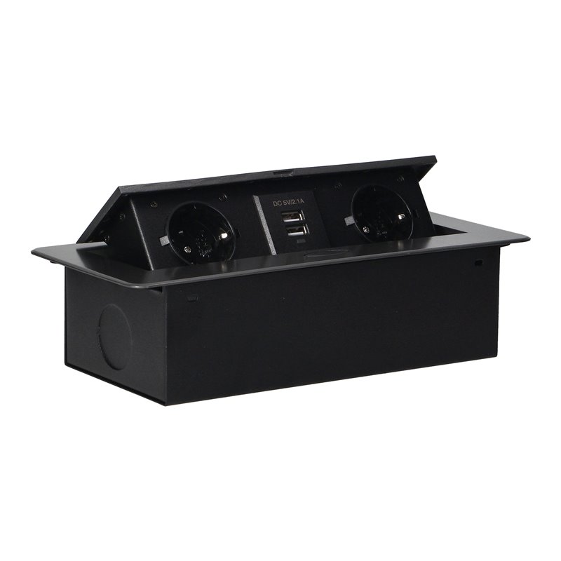 GNIAZDA MEBLOWE WPUSZCZANE W BLAT Z PŁASKIM FREZOWANYM RANTEM I ŁADOWARKĄ USB, 2X2P+Z (SCHUKO), 2XUSB, GRAFIT ORNO GNIAZDA MEBLOWE WPUSZCZANE W BLAT Z PŁASKIM FREZOWANYM RANTEM I ŁADOWARKĄ USB, 2X2P+Z (SCHUKO), 2XUSB, GRAFIT ORNO