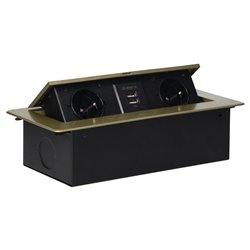 GNIAZDA MEBLOWE WPUSZCZANE W BLAT Z PŁASKIM FREZOWANYM RANTEM I ŁADOWARKĄ USB, 2X2P+Z, 2XUSB, MOSIĄDZ ORNO GNIAZDA MEBLOWE WPUSZCZANE W BLAT Z PŁASKIM FREZOWANYM RANTEM I ŁADOWARKĄ USB, 2X2P+Z, 2XUSB, MOSIĄDZ ORNO