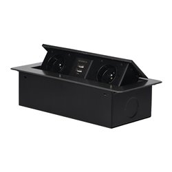 GNIAZDA MEBLOWE WPUSZCZANE W BLAT Z PŁASKIM FREZOWANYM RANTEM I ŁADOWARKĄ USB, 2X2P+Z, 2XUSB, GRAFIT ORNO GNIAZDA MEBLOWE WPUSZCZANE W BLAT Z PŁASKIM FREZOWANYM RANTEM I ŁADOWARKĄ USB, 2X2P+Z, 2XUSB, GRAFIT ORNO