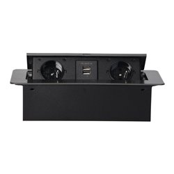 GNIAZDA MEBLOWE WPUSZCZANE W BLAT Z PŁASKIM FREZOWANYM RANTEM I ŁADOWARKĄ USB, 2X2P+Z, 2XUSB, GRAFIT ORNO GNIAZDA MEBLOWE WPUSZCZANE W BLAT Z PŁASKIM FREZOWANYM RANTEM I ŁADOWARKĄ USB, 2X2P+Z, 2XUSB, GRAFIT ORNO
