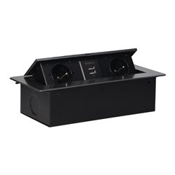 GNIAZDA MEBLOWE WPUSZCZANE W BLAT Z PŁASKIM FREZOWANYM RANTEM I ŁADOWARKĄ USB, 2X2P+Z, 2XUSB, GRAFIT ORNO GNIAZDA MEBLOWE WPUSZCZANE W BLAT Z PŁASKIM FREZOWANYM RANTEM I ŁADOWARKĄ USB, 2X2P+Z, 2XUSB, GRAFIT ORNO
