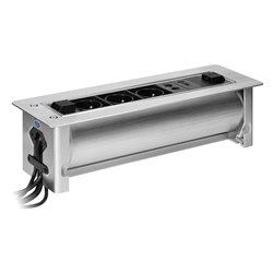 GNIAZDO MEBLOWE WPUSZCZANE W BLAT Z PŁASKIM FREZOWANYM RANTEM ORAZ ELEKTRYCZNYM OTWIERANIEM, 3X2P+Z,2XNET,1XHDMI ORNO GNIAZDO MEBLOWE WPUSZCZANE W BLAT Z PŁASKIM FREZOWANYM RANTEM ORAZ ELEKTRYCZNYM OTWIERANIEM, 3X2P+Z,2XNET,1XHDMI ORNO