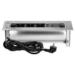 GNIAZDO MEBLOWE WPUSZCZANE W BLAT Z PŁASKIM FREZOWANYM RANTEM ORAZ ELEKTRYCZNYM OTWIERANIEM, 3X2P+Z,2XNET,1XHDMI ORNO GNIAZDO MEBLOWE WPUSZCZANE W BLAT Z PŁASKIM FREZOWANYM RANTEM ORAZ ELEKTRYCZNYM OTWIERANIEM, 3X2P+Z,2XNET,1XHDMI ORNO