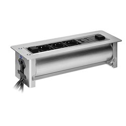 GNIAZDO MEBLOWE WPUSZCZANE W BLAT Z PŁASKIM FREZOWANYM RANTEM ORAZ ELEKTRYCZNYM OTWIERANIEM, 3X2P+Z (SCHUKO), 2XNET,1XHDMI ORNO GNIAZDO MEBLOWE WPUSZCZANE W BLAT Z PŁASKIM FREZOWANYM RANTEM ORAZ ELEKTRYCZNYM OTWIERANIEM, 3X2P+Z (SCHUKO), 2XNET,1XHDMI ORNO