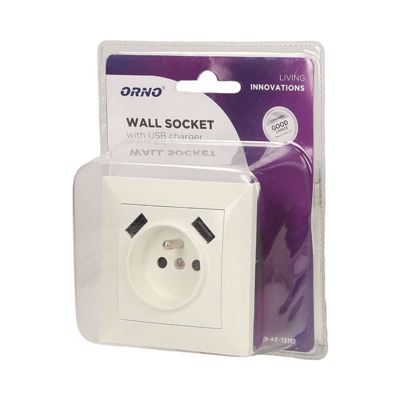 GNIAZDO ELEKTRYCZNE Z ŁADOWARKĄ USB ORNO GNIAZDO ELEKTRYCZNE Z ŁADOWARKĄ USB ORNO