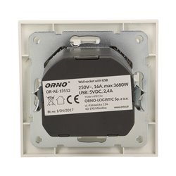 GNIAZDO ELEKTRYCZNE Z ŁADOWARKĄ USB ORNO GNIAZDO ELEKTRYCZNE Z ŁADOWARKĄ USB ORNO