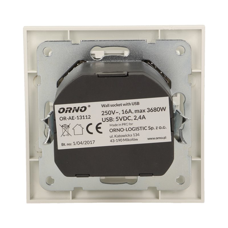GNIAZDO ELEKTRYCZNE Z ŁADOWARKĄ USB ORNO GNIAZDO ELEKTRYCZNE Z ŁADOWARKĄ USB ORNO