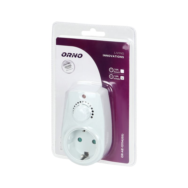 ŚCIEMNIACZ Z DODATKOWYM GNIAZDEM SIECIOWYM 2P+Z (SCHUKO), MAX.280W ORNO ŚCIEMNIACZ Z DODATKOWYM GNIAZDEM SIECIOWYM 2P+Z (SCHUKO), MAX.280W ORNO