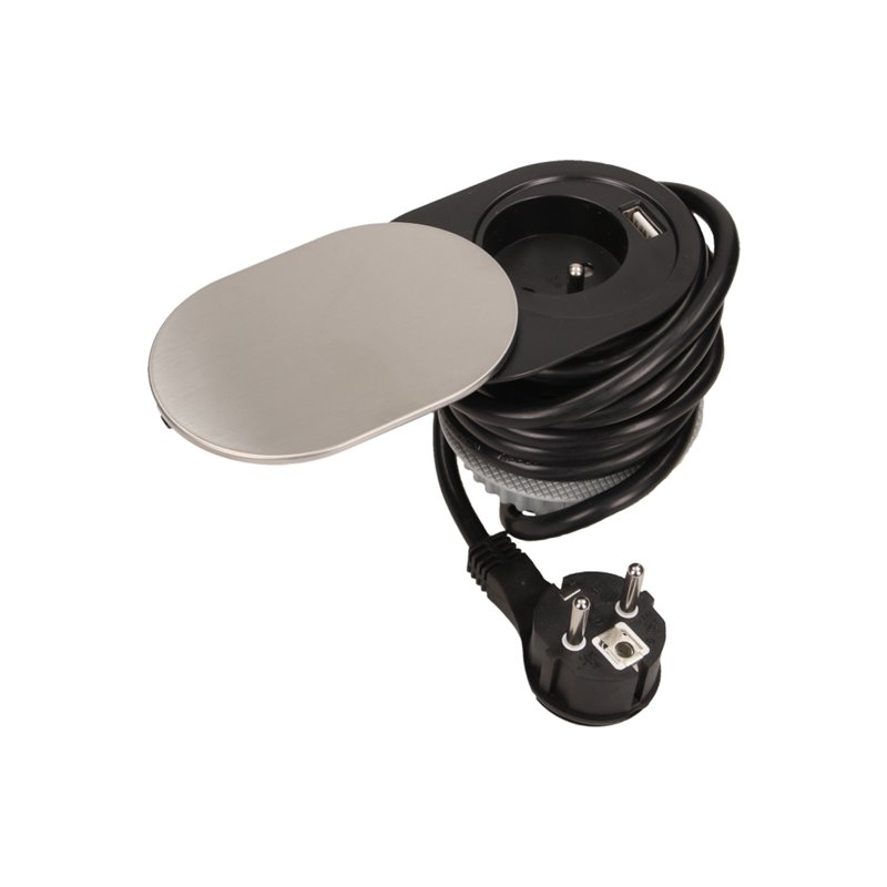 GNIAZDO MEBLOWE O6CM, WPUSZCZANE W BLAT Z PRZESUWNĄ POKRYWKĄ, ŁADOWARKĄ USB I PRZEWODEM 1,9M, 1X2P+Z, 1XUSB (2,4A), 3X1MM2 ORNO GNIAZDO MEBLOWE O6CM, WPUSZCZANE W BLAT Z PRZESUWNĄ POKRYWKĄ, ŁADOWARKĄ USB I PRZEWODEM 1,9M, 1X2P+Z, 1XUSB (2,4A), 3X1MM2 ORNO