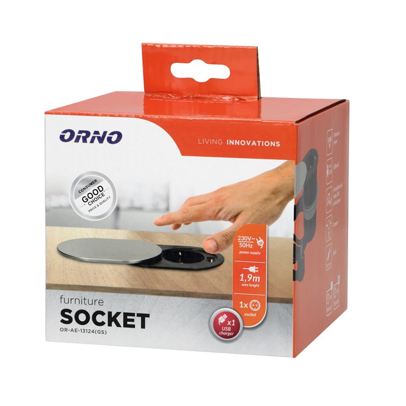 GNIAZDO MEBLOWE O6CM, WPUSZCZANE W BLAT Z PRZESUWNĄ POKRYWKĄ, ŁADOWARKĄ USB I PRZEWODEM 1,9M, 1X2P+Z, 1XUSB (2,4A), 3X1,5MM2, WE GNIAZDO MEBLOWE O6CM, WPUSZCZANE W BLAT Z PRZESUWNĄ POKRYWKĄ, ŁADOWARKĄ USB I PRZEWODEM 1,9M, 1X2P+Z, 1XUSB (2,4A), 3X1,5MM2, WE
