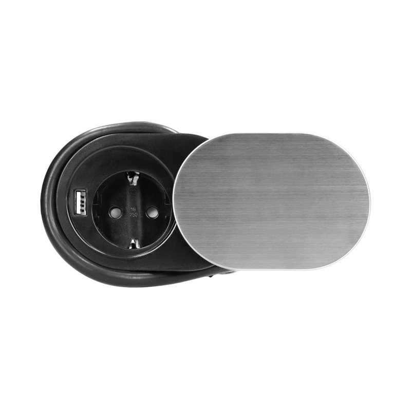 GNIAZDO MEBLOWE O6CM, WPUSZCZANE W BLAT Z PRZESUWNĄ POKRYWKĄ, ŁADOWARKĄ USB I PRZEWODEM 1,9M, 1X2P+Z, 1XUSB (2,4A), 3X1,5MM2, WE GNIAZDO MEBLOWE O6CM, WPUSZCZANE W BLAT Z PRZESUWNĄ POKRYWKĄ, ŁADOWARKĄ USB I PRZEWODEM 1,9M, 1X2P+Z, 1XUSB (2,4A), 3X1,5MM2, WE