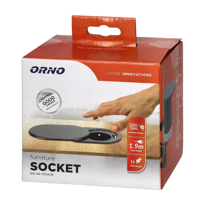 GNIAZDO MEBLOWE O6CM, WPUSZCZANE W BLAT Z PRZESUWNĄ POKRYWKĄ, ŁADOWARKĄ USB I PRZEWODEM 1,9M, 1X2P+Z, 1XUSB (2,4A), 3X1MM2, CZAR GNIAZDO MEBLOWE O6CM, WPUSZCZANE W BLAT Z PRZESUWNĄ POKRYWKĄ, ŁADOWARKĄ USB I PRZEWODEM 1,9M, 1X2P+Z, 1XUSB (2,4A), 3X1MM2, CZAR