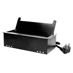 GNIAZDO MEBLOWE WPUSZCZANE W BLAT Z PŁASKIM FREZOWANYM RANTEM, SZCZOTKĄ PRZECIWKURZOWĄ, ŁADOWARKĄ USB I PRZEWODEM 1,5M, 2X2P+Z, GNIAZDO MEBLOWE WPUSZCZANE W BLAT Z PŁASKIM FREZOWANYM RANTEM, SZCZOTKĄ PRZECIWKURZOWĄ, ŁADOWARKĄ USB I PRZEWODEM 1,5M, 2X2P+Z,
