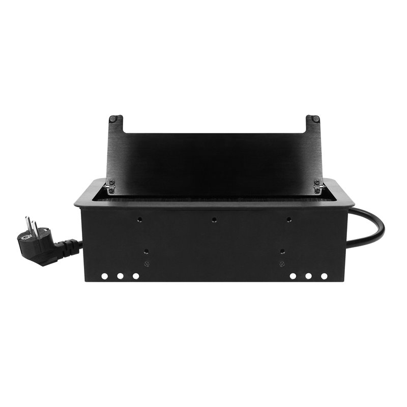GNIAZDO MEBLOWE WPUSZCZANE W BLAT Z PŁASKIM FREZOWANYM RANTEM, SZCZOTKĄ PRZECIWKURZOWĄ, ŁADOWARKĄ USB I PRZEWODEM 1,5M, 2X2P+Z, GNIAZDO MEBLOWE WPUSZCZANE W BLAT Z PŁASKIM FREZOWANYM RANTEM, SZCZOTKĄ PRZECIWKURZOWĄ, ŁADOWARKĄ USB I PRZEWODEM 1,5M, 2X2P+Z,